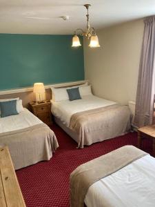 a bedroom with two beds and a green wall at The King's Arms in Boston