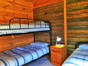 Двухъярусная кровать или двухъярусные кровати в номере Cabin 1 - Snowy Accommodation