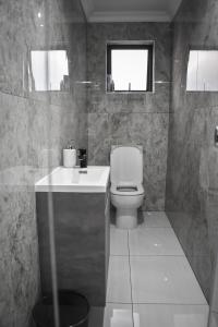 ein Bad mit einem WC und einem Waschbecken in der Unterkunft Palm Self Catering - House in Walvis Bay in Walvis Bay