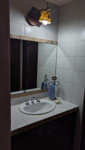 a bathroom with a sink and a mirror at Loren House in Ciudad Lujan de Cuyo