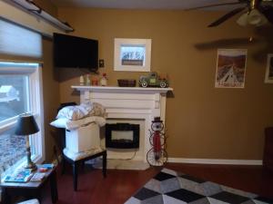 a living room with a fireplace and a tv at Betty Lous Garden in Nashville