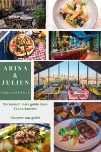 un collage de fotos de comida en un restaurante en Arina & Julien La Défense-Paris en Suresnes