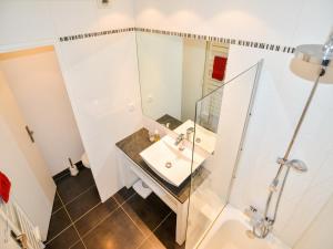 a bathroom with a sink and a shower at Appartement Monplaisir Part Dieu in Lyon