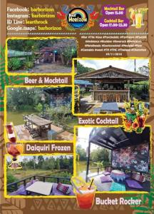 a collage of pictures of a garden and a house at Bar Horizon Hostel in Chumphon