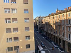 an aerial view of a city street with buildings at Bilocale Amendola 13 in Bologna