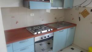 a kitchen with a stove and a sink at Appartamento Lungomare Trebisacce in Trebisacce