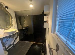 a bathroom with a sink and a mirror at Gite Beblenheim in Beblenheim