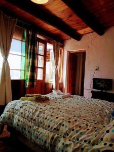 een slaapkamer met een groot bed voor een raam bij Casa en la Ruta del Vino in Mendoza