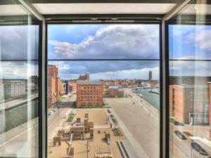 a view of a city from a window at Ohlerich Speicher App_ 37 in Wismar