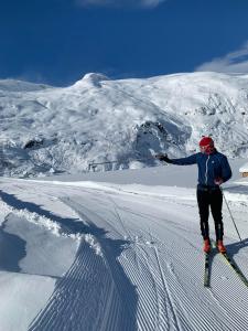 a person on skis on a snow covered mountain at Sørheim FjordPanorama in Skjolden