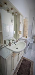 y baño con lavabo y lavadora. en Holiday home Telese Roma, en Roma