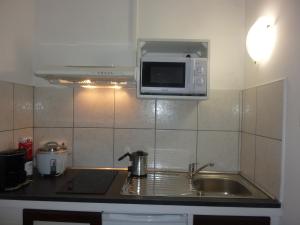 a kitchen with a sink and a microwave at VANILLE REUNION in Saint-Denis +2 photos