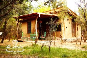 una pequeña casa en medio de un bosque en Casa Eco La Linda San Marcos Sierras en San Marcos Sierras