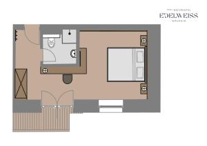 plan piętra małego apartamentu w obiekcie Naturhotel Edelweiss Wagrain w mieście Wagrain