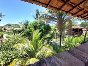 a view of a tropical garden with palm trees at Circular Guest House in Itacaré