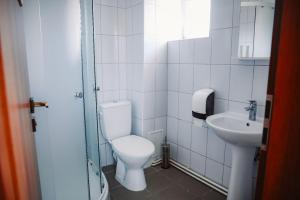 MOTEL POPAS TALMACIU في تالماسيو: حمام مع مرحاض ومغسلة