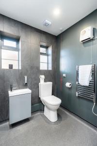 a bathroom with a toilet and a sink at Dovedale Manor 8 Bedrooms in Tissington