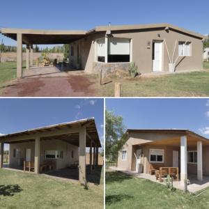 巴雷阿爾的住宿－Cabañas EL AGUARIBAY，沙漠中一座房子的两张照片