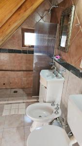 a bathroom with a toilet and a sink at KILKA's in Caviahue +23 photos