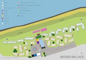 un mapa del hotel del parque Whiteknife en Waterside Villa en Corton