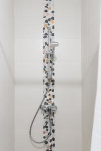 a shower with a shower head in a bathroom at Grand Loft Industriel avec Vue Cathédrale Centre in Metz