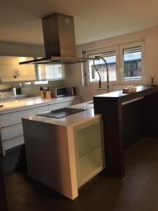 a kitchen with a sink and a stove at Luxury House with big garden and mountain view ( 3 bedrooms) in Haag