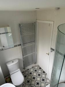 a small bathroom with a toilet and a shower at Wendover House 