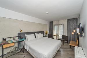 une chambre d'hôtel avec un lit et un bureau dans l'établissement Faros Hotel Taksim-Special Category, à Istanbul