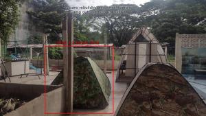 two pictures of a playground with a pyramid at Temple Ruins - Ke-In-Gir Ashram in Mae Sot