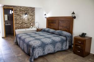 Schlafzimmer mit einem Bett und einer Badewanne in der Unterkunft Hotel Boutique Casa Tellez 