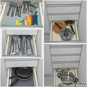 a kitchen drawer filled with cooking utensils at AP2B Praia in Praia