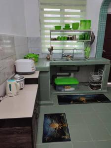 een model van een keuken met groene apparatuur bij Yong's Stay Sri Manjung in Seri Manjung