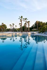 a swimming pool with palm trees in the background at Best Holiday Port Grimaud in Grimaud