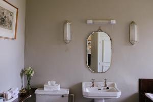 a bathroom with a sink and a mirror at Ballyvolane House in Fermoy
