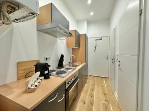 a kitchen with a sink and a stove top oven at FeelHome-Margareten-2 Gäste-WiFi-SmartTV in Vienna