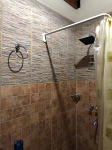 a bathroom with a shower with a shower head at Tu rincón en la montaña in El Mollar