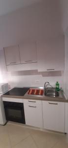 a small kitchen with a sink and a stove at Casa Minù in La Spezia