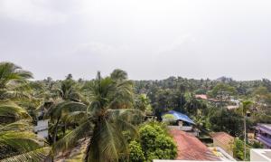 uitzicht op een palmboom in een stad bij Treebo Trend Sreepathi Prayag Apartments in Guruvāyūr