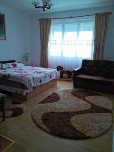 sypialnia z łóżkiem, kanapą i dywanem w obiekcie Casa Denisa w mieście Borsa