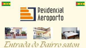 Residencial Aeroporto في ساو توميه: علامة لفندق مع الكلمات ecario do bario salerno