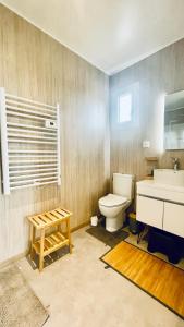 uma casa de banho com um WC e um lavatório em Tiny house proche de Morgat em Crozon