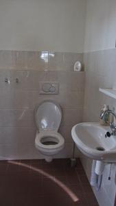 uma casa de banho com um WC e um lavatório em Boothuis Lauwersoog em Lauwersoog