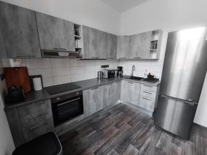 Kuchyň nebo kuchyňský kout v ubytování Apartmány u Maxíků