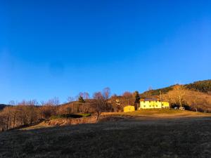 ein gelbes Haus auf einem Hügel in der Unterkunft Il Borrino in Gavinana