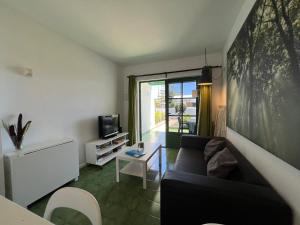 a living room with a couch and a tv at Casa Luna in Puerto del Carmen