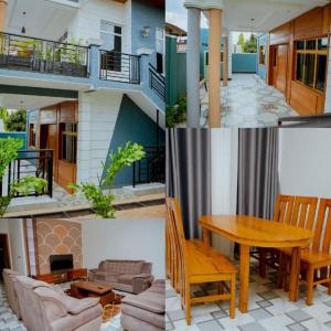two pictures of a house with a table and chairs at KIGALI HOME SWEET HOME APARTMENTS in Kigali