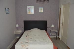 a bed in a bedroom with two night stands and two lamps at GITE LES CHATAIGNIERS in Haegen +19 photos