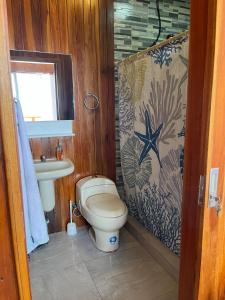 卡拉克斯港的住宿－Casa Caballito de mar-Seahorse House，一间带卫生间和水槽的浴室