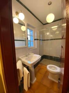 een badkamer met een wastafel en een toilet bij Casa da Azenha in Lamego