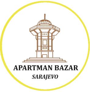 a logo of a lighthouse in a yellow circle at Apartman Bazar in Sarajevo